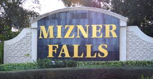 Entrance sign to Mizner Falls