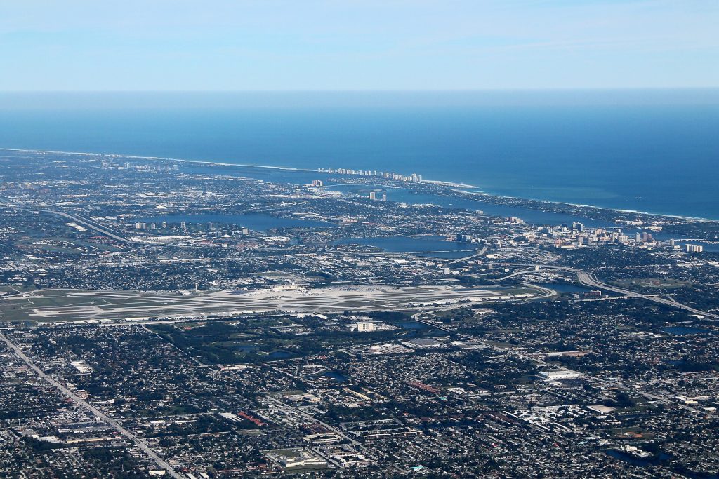 Aerial view of Palm Beach International Airport and the Palm Beaches
