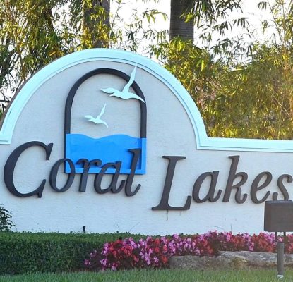 entrance sign to Coral Lakes